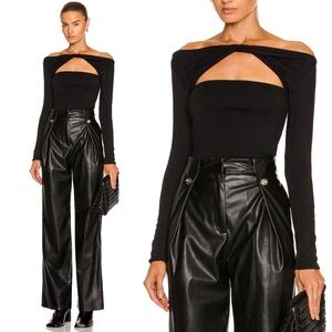 SER.O.YA Black Modal Longsleeve Cutout Artemis Top Size Large